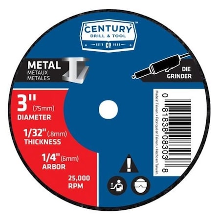 Century Drill & Tool 8303 Thick Type 1A Cutting Wheel - 3 X 0.035 In.